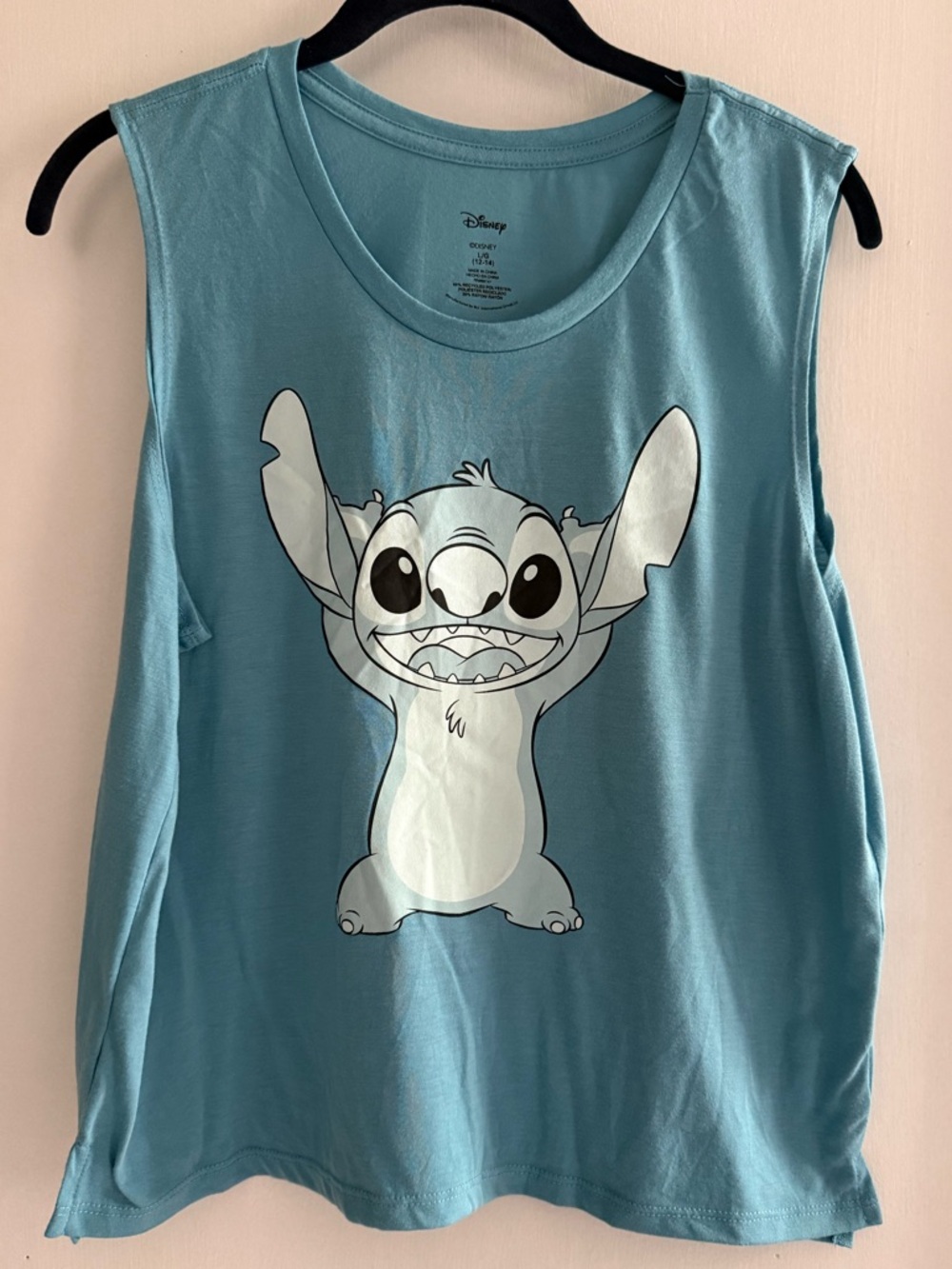 Disney Lilo & Stitch Blue Tank Top with Stitch Front Graphic Size L (12-14)